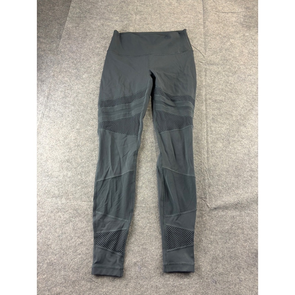 Lululemon High Times Pant Mesh Leggings Gray High Rise 7/8 Yoga Pants Size 8